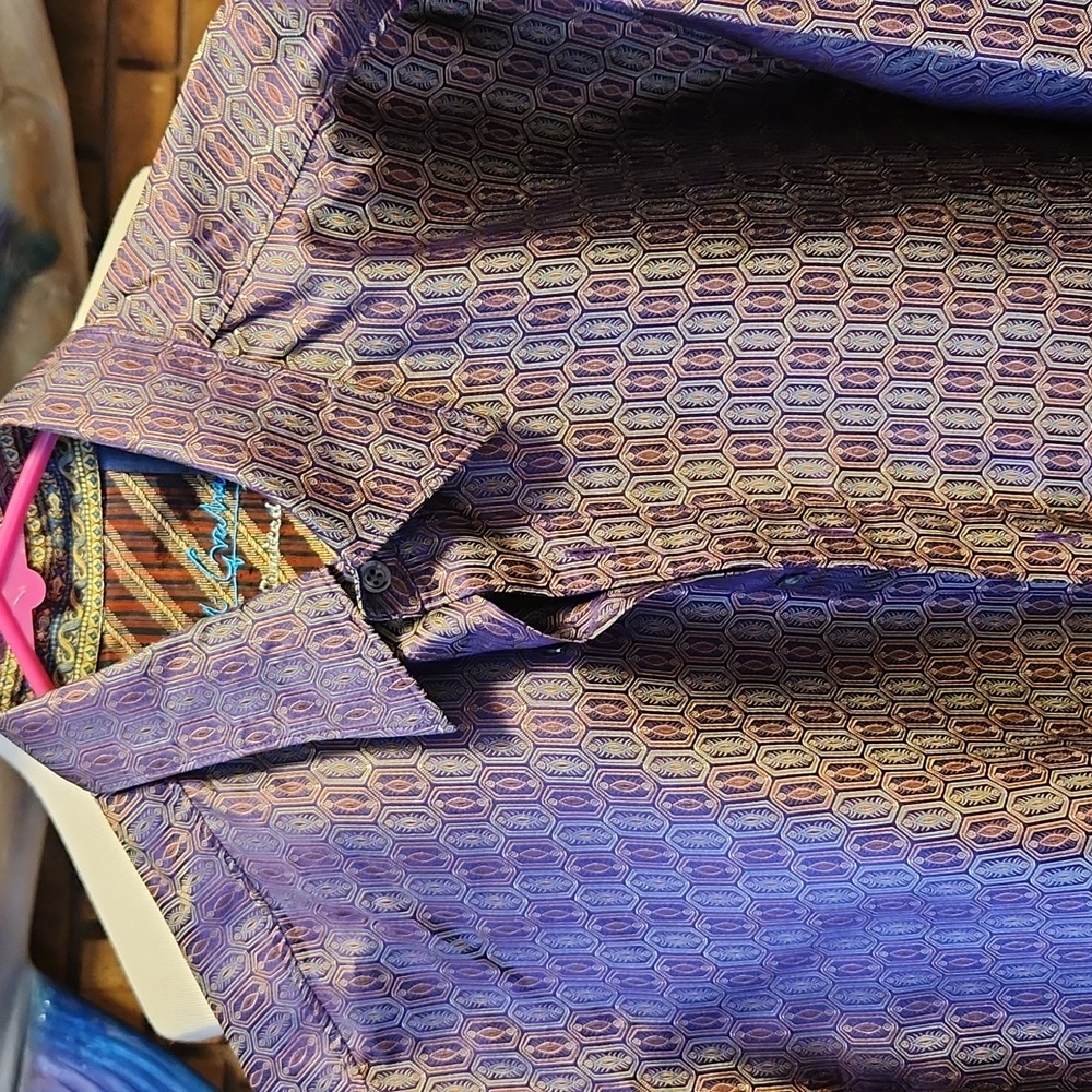 Robert Graham Purple and Gold Dress Shirt
